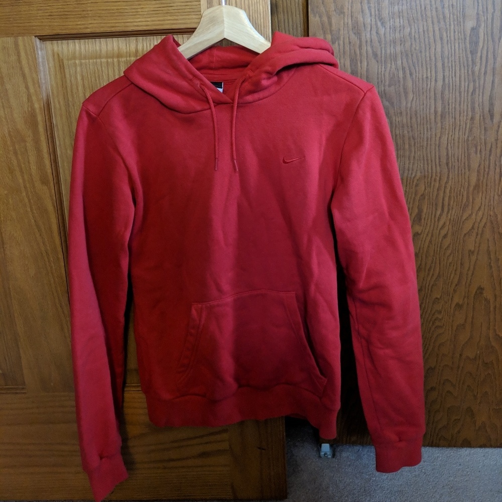Nike Plain Red Hoodie Sweat Shirt